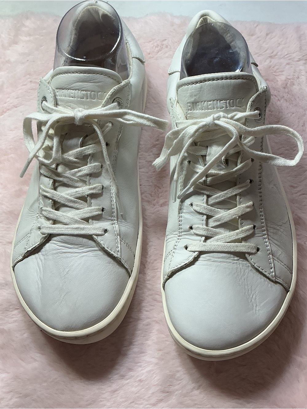 Birkenstock mens Off-White Leather Lace-Up Sneakers 166